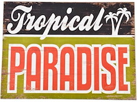 Vintage wandbord tropical paradise - afbeelding 1 van  1