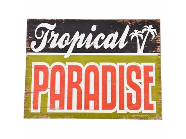 Vintage wandbord tropical paradise - afbeelding 1 van  1