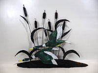 Vintage wandsculptuur keramische eenden - afbeelding 1 van  7