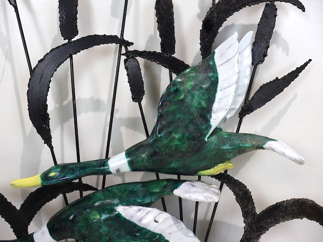 Vintage wandsculptuur keramische eenden - afbeelding 2 van  7