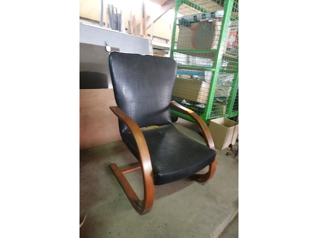 Vintage zetel met houten frame - afbeelding 2 van  2