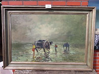 Vissers te paard, olie op doek, henri joseph pauwels - afbeelding 1 van  3