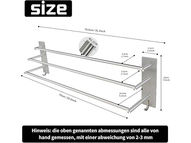 Vista sus304 handdoekenhouder - afbeelding 2 van  4