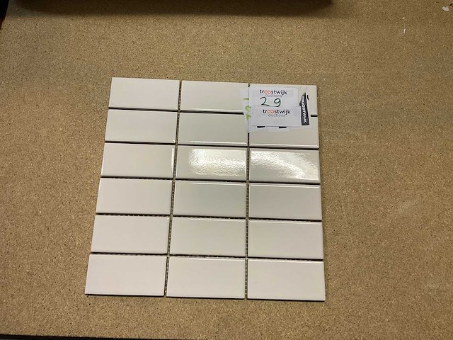 Vitra ral 9016 glans wit mozaïek 5x10 cm tegel 10 m² - afbeelding 1 van  2