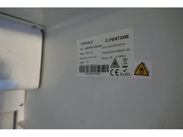 Vitrinefrigo witte kleur topcold - afbeelding 4 van  4