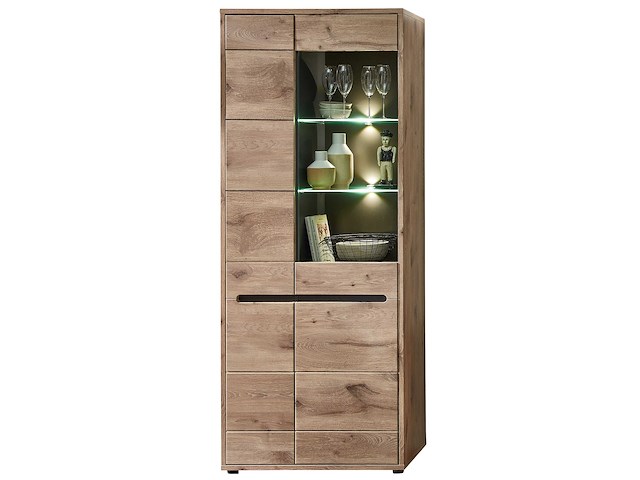 Vitrinekast bellini 80cm 2 deuren - eik/antraciet - afbeelding 1 van  6