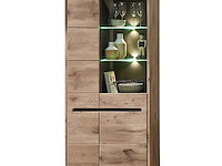 Vitrinekast bellini 80cm 2 deuren - eik/antraciet - afbeelding 1 van  6