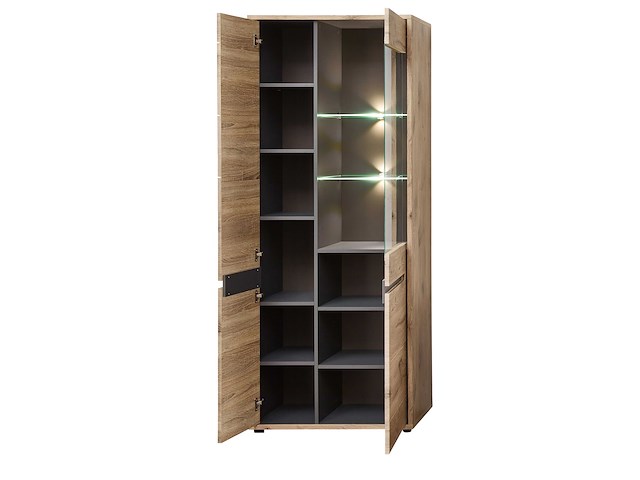 Vitrinekast bellini 80cm 2 deuren - eik/antraciet - afbeelding 2 van  6