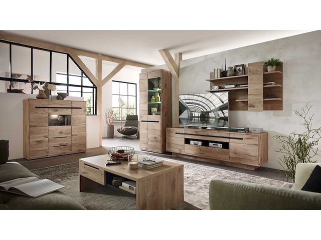 Vitrinekast bellini 80cm 2 deuren - eik/antraciet - afbeelding 3 van  6