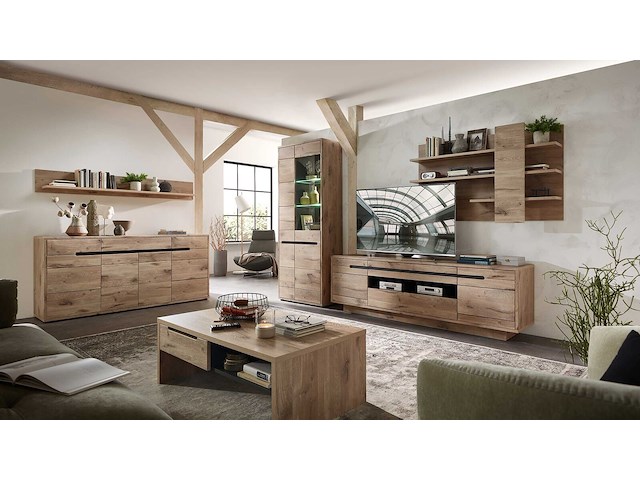 Vitrinekast bellini 80cm 2 deuren - eik/antraciet - afbeelding 4 van  6