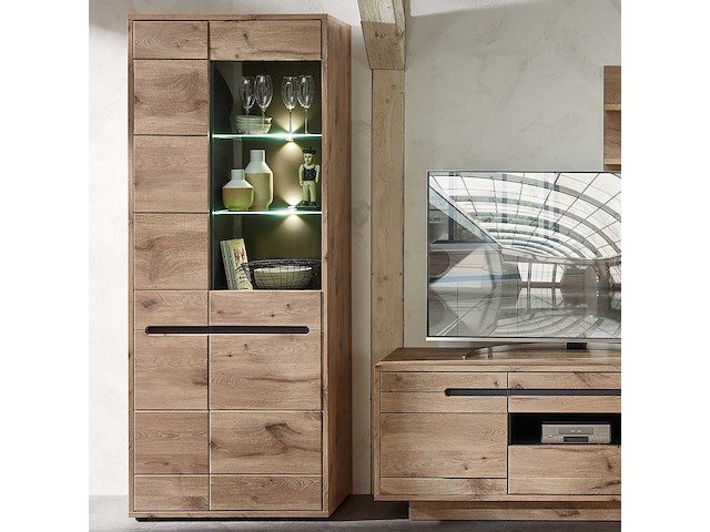 Vitrinekast bellini 80cm 2 deuren - eik/antraciet - afbeelding 5 van  6