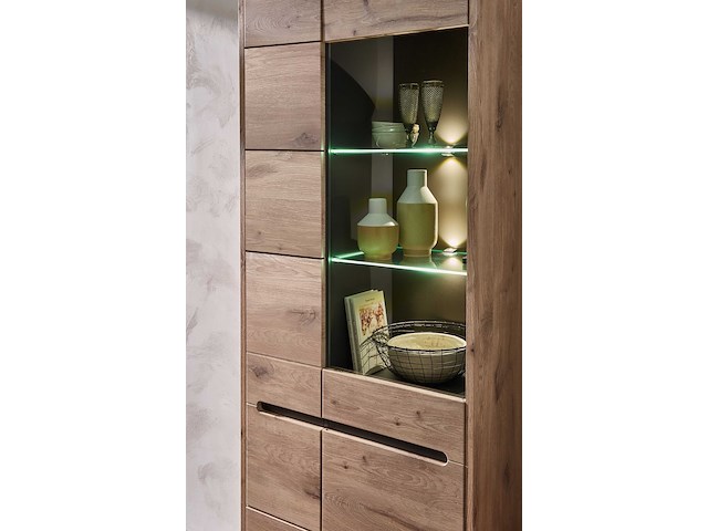 Vitrinekast bellini 80cm 2 deuren - eik/antraciet - afbeelding 6 van  6