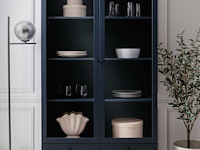 Vitrinekast carillon 100cm met twee deuren en opberglade - marineblauw - afbeelding 1 van  7