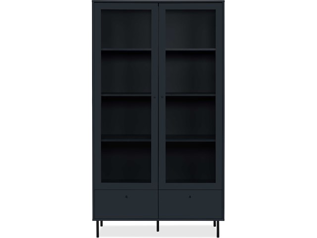 Vitrinekast carillon 100cm met twee deuren en opberglade - marineblauw - afbeelding 3 van  7