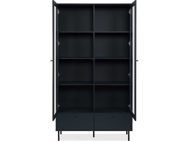 Vitrinekast carillon 100cm met twee deuren en opberglade - marineblauw - afbeelding 4 van  7