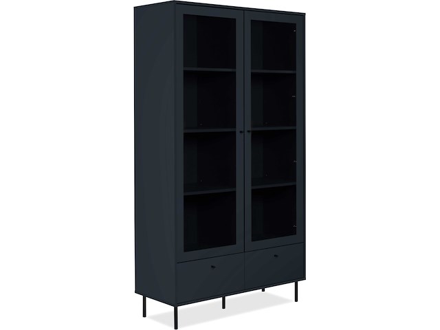 Vitrinekast carillon 100cm met twee deuren en opberglade - marineblauw - afbeelding 5 van  7