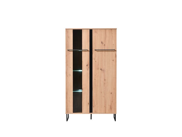 Vitrinekast hoggas 84,5cm 2 deuren - eik/zwart - afbeelding 2 van  7