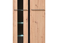 Vitrinekast hoggas 84,5cm 2 deuren - eik/zwart - afbeelding 2 van  7
