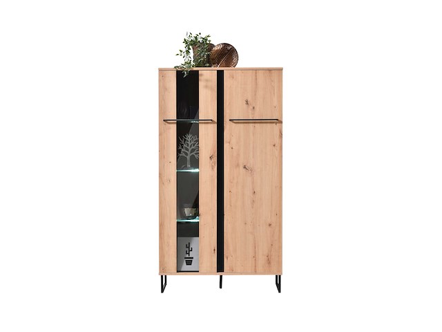 Vitrinekast hoggas 84,5cm 2 deuren - eik/zwart - afbeelding 3 van  7