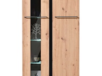 Vitrinekast hoggas 84,5cm 2 deuren - eik/zwart - afbeelding 3 van  7