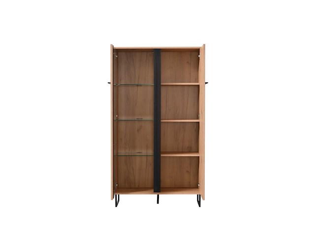 Vitrinekast hoggas 84,5cm 2 deuren - eik/zwart - afbeelding 5 van  7