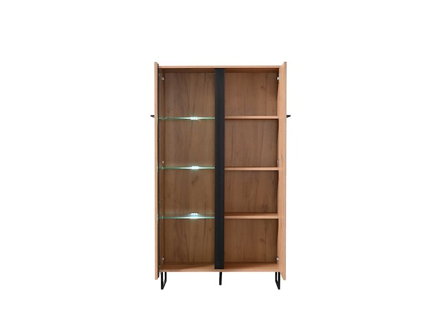 Vitrinekast hoggas 84,5cm 2 deuren - eik/zwart - afbeelding 6 van  7