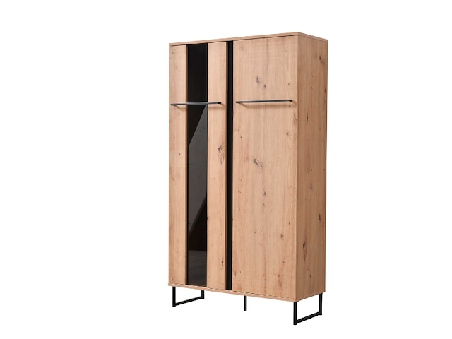 Vitrinekast hoggas 84,5cm 2 deuren - eik/zwart - afbeelding 7 van  7