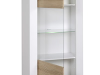 Vitrinekast kaia 80cm 1 deur - hoogglans wit/eik - afbeelding 1 van  5
