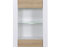 Vitrinekast kaia 80cm 1 deur - hoogglans wit/eik - afbeelding 2 van  5