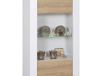 Vitrinekast kaia 80cm 1 deur - hoogglans wit/eik - afbeelding 3 van  5