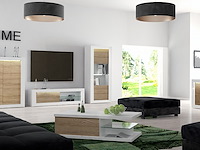 Vitrinekast kaia 80cm 1 deur - hoogglans wit/eik - afbeelding 4 van  5
