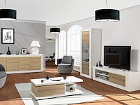 Vitrinekast kaia 80cm 1 deur - hoogglans wit/eik - afbeelding 5 van  5