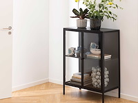 Vitrinekast nebas 80cm, 2 deuren & 1 legplank - zwart - afbeelding 3 van  7