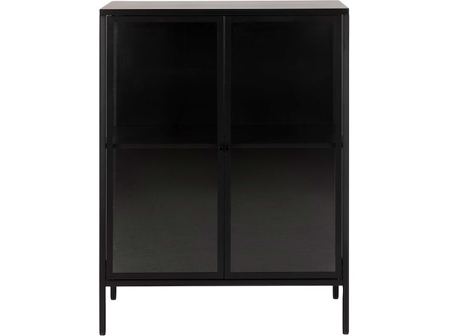 Vitrinekast nebas 80cm, 2 deuren & 1 legplank - zwart - afbeelding 4 van  7