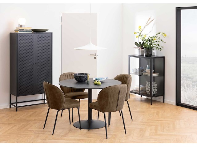 Vitrinekast nebas 80cm, 2 deuren & 1 legplank - zwart - afbeelding 6 van  7