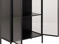 Vitrinekast nebas 80cm, 2 deuren & 1 legplank - zwart - afbeelding 7 van  7