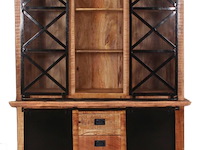 Vitrinekast ron in massief hout 155 cm - afbeelding 1 van  1