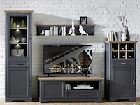 Vitrinekast samine | 66 x 42 x 204 cm | grafietgrijs design - afbeelding 1 van  3