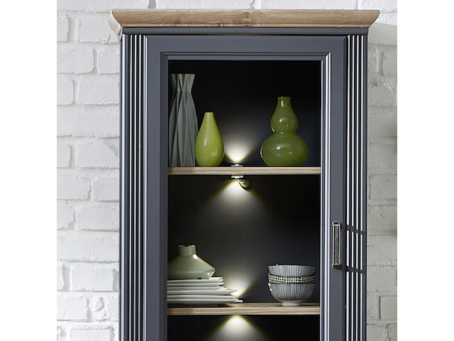 Vitrinekast samine | 66 x 42 x 204 cm | grafietgrijs design - afbeelding 2 van  3
