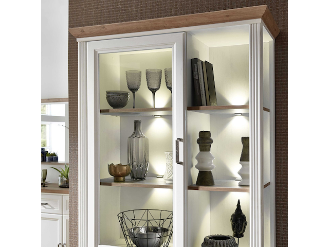 Vitrinekast samine 93cm 3 deuren & 1 lade - wit/eik - afbeelding 2 van  3