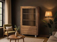 Vitrinekast van massief acaciahout - afbeelding 1 van  14