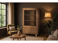 Vitrinekast van massief acaciahout - afbeelding 2 van  14