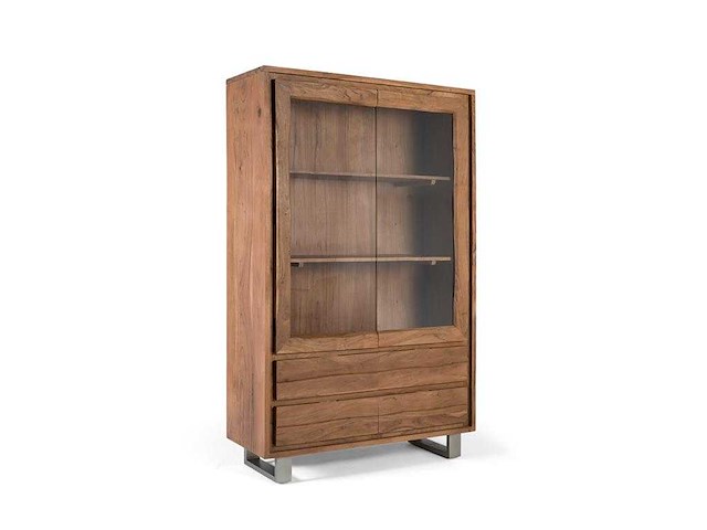 Vitrinekast van massief acaciahout - afbeelding 4 van  14