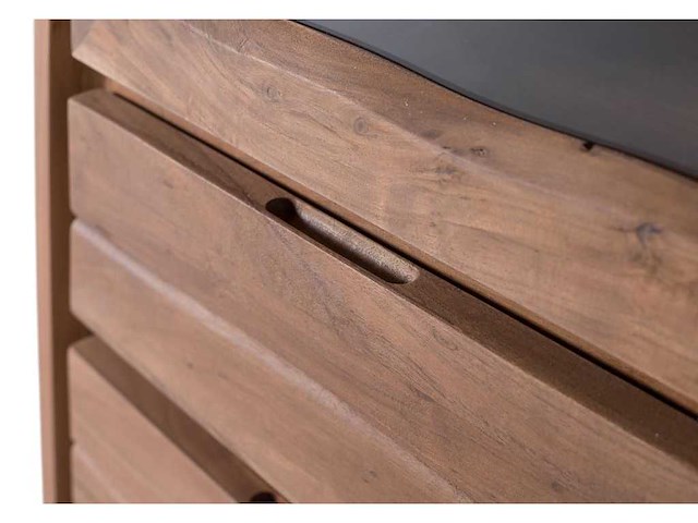 Vitrinekast van massief acaciahout - afbeelding 5 van  14