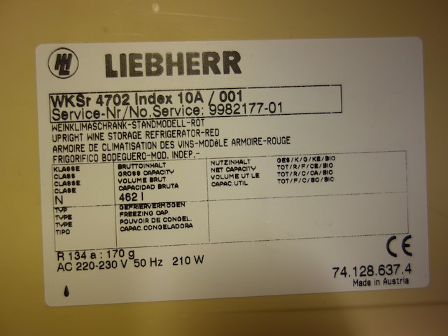 Vitrinekoelkast liebherr - afbeelding 2 van  2