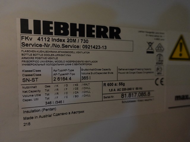 Vitrinekoelkast liebherr - afbeelding 4 van  4
