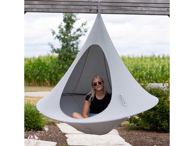 Vivere cacoon dubbele hangstoel – hangmatcabine voor 2 personen voor binnen en buiten - afbeelding 4 van  9