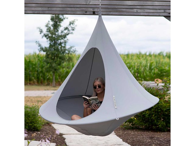 Vivere cacoon dubbele hangstoel – hangmatcabine voor 2 personen voor binnen en buiten - afbeelding 6 van  9