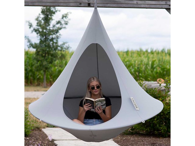 Vivere cacoon dubbele hangstoel – hangmatcabine voor 2 personen voor binnen en buiten - afbeelding 4 van  9