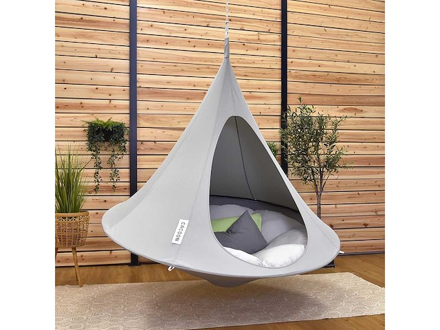Vivere cacoon dubbele hangstoel – hangmatcabine voor 2 personen voor binnen en buiten - afbeelding 7 van  9